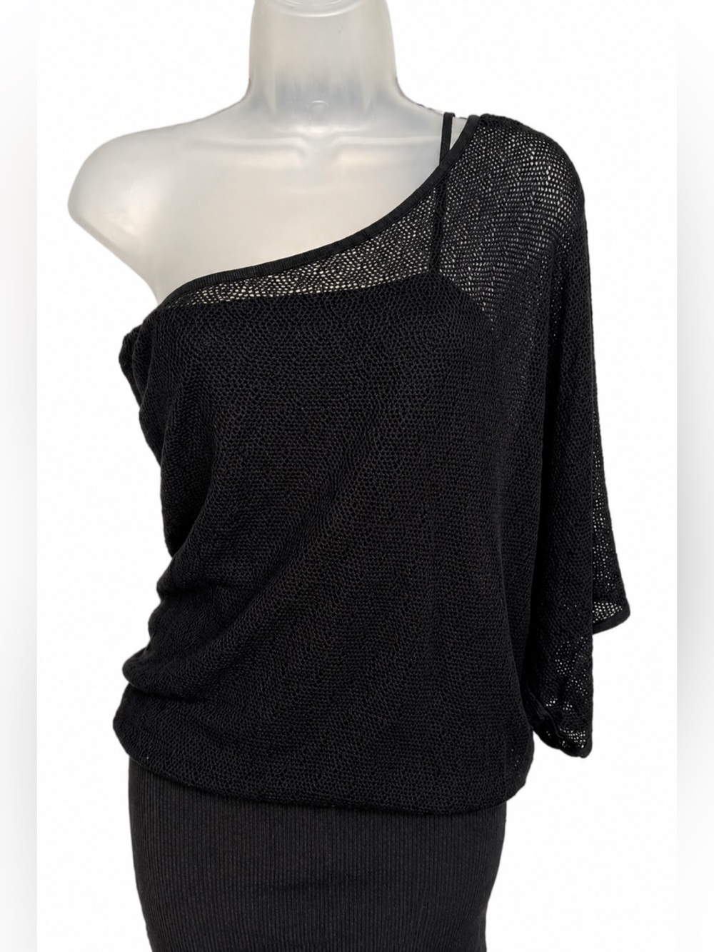 BEBE Sexy Elegance One-Shoulder Knit Cocktail Party “Little Black Dress” NWOTs